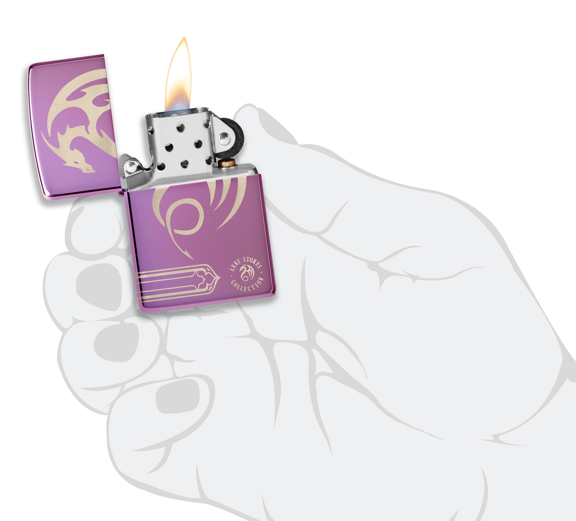 Zippo 48574 Anne Stokes High Polish Purple Windproof Lighter