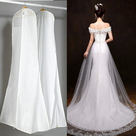 72'' Large Wedding Dress Bridal Gown Garment Zip Bag Clothes Cover Storage Protector Pocket Anti-dust Dustproof Breathable 72'' x