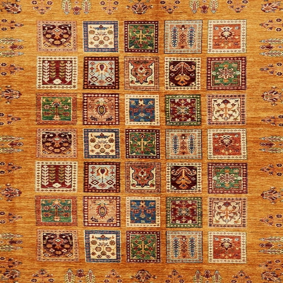 Ahgly Company Machine Washable Indoor Square Abstract Orange Area Rugs, 7' Square