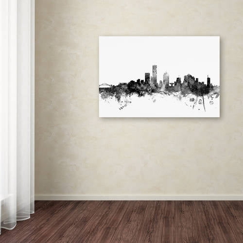 Trademark Fine Art "Milwaukee WI Skyline B&W" Canvas Art by Michael Tompsett
