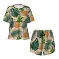 thumbnail image 4 of Picia Pineapples Palm Leaves Pajamas Sets for Women Soft Short-Sleeved Pjs with Lounge Shorts Two Piece Sleepwear-, 4 of 9