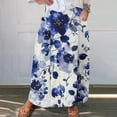 thumbnail image 2 of Mrat Pencil Skirt Women's Casual Retro Floral Skirts Linen Elastic Waist Pleated Maxi Skirt with Pockets Plus Size Skirts S-179 Multicolor XL, 2 of 5
