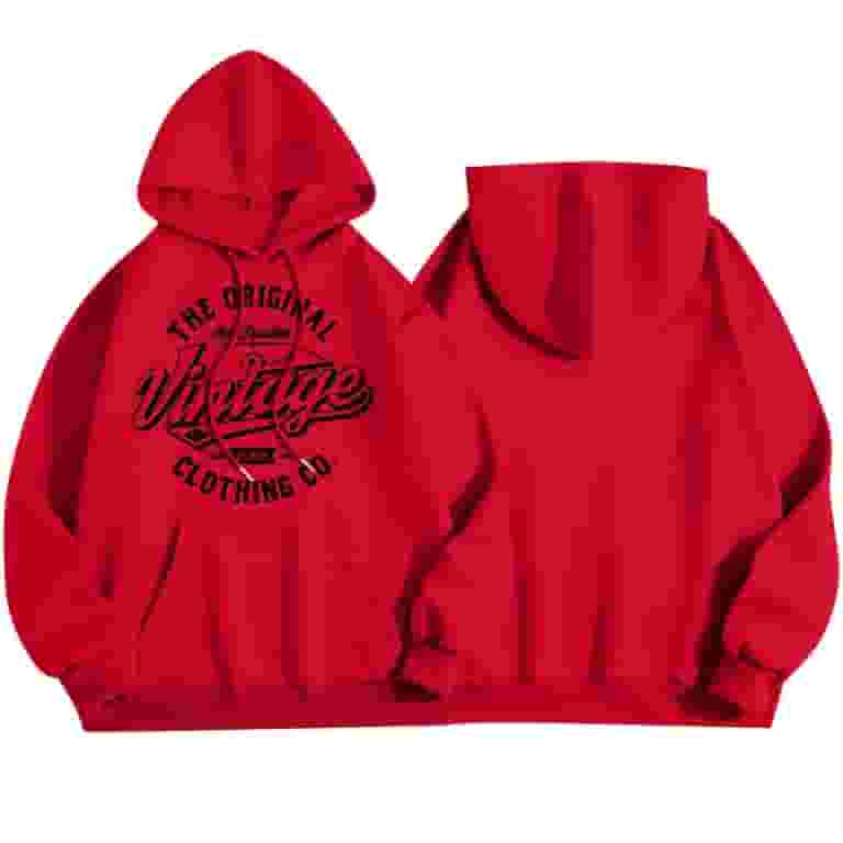 オープニング 大放出セール Vintage Men's Graphic Pullover Red Comfortable Hoodie Clothing