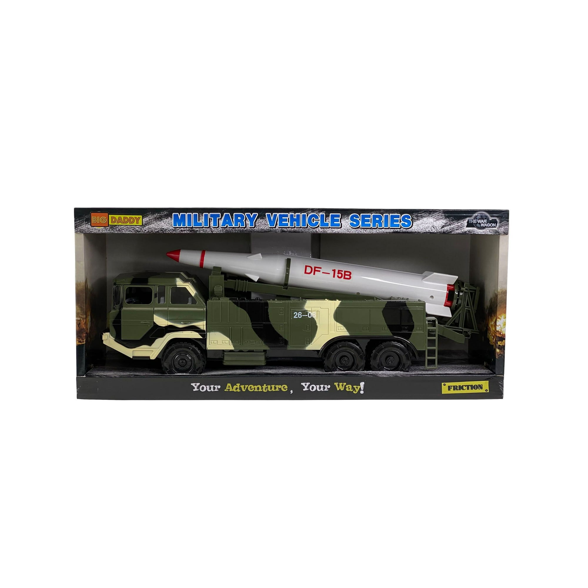 Army Truck Big Daddy Military Missile Transport Army Truck Anti Aircraft Long Range Single Missile Jungle Camouflage Toy Truck