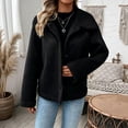thumbnail image 5 of Sorvello Women's Single Breasted Sherpa Jacket Notch Lapel Fleece Lined Coat Button Front Winter Warm American Style Vintage Outerwear Top for Women Black L, 5 of 7