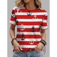 thumbnail image 6 of Gynyvoja Women'S Striped T-Shirts Short Sleeved Shirts Classic Fit Casual Pullover Tops Red XL, 6 of 8