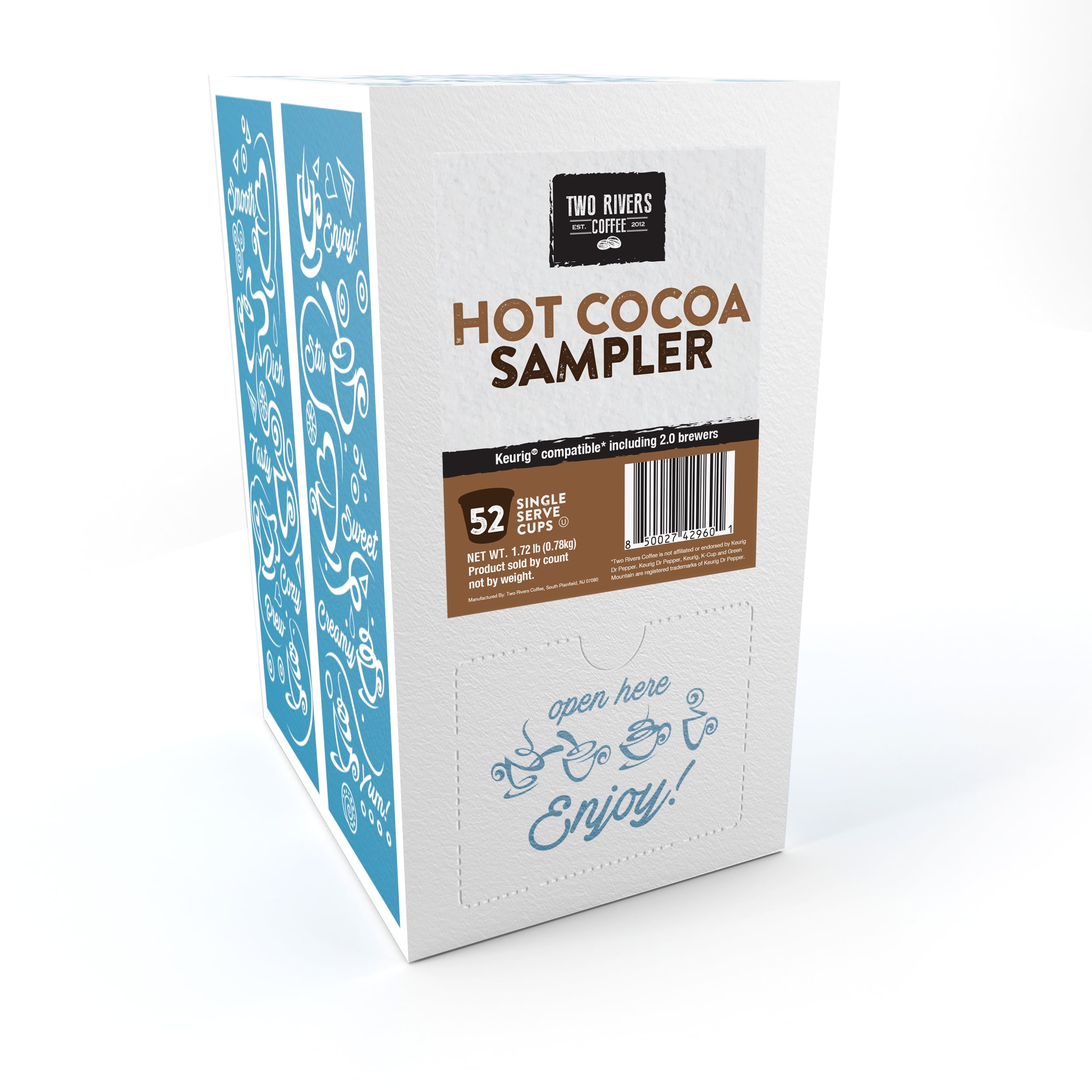 Two Rivers Coffee Flavored Sampler Pods Compatible with Keurig Coffee Machine 2.0 Hot Cocoa Pods, 52 pcs