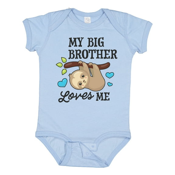 Inktastic My Big Brother Loves Me with Sloth and Hearts Boys or Girls Baby Bodysuit
