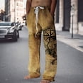 thumbnail image 1 of Linen Blend Straight Leg Pants for Everyday Casual Wear Men’s Fashion Reflective Drawstring Details, 1 of 3