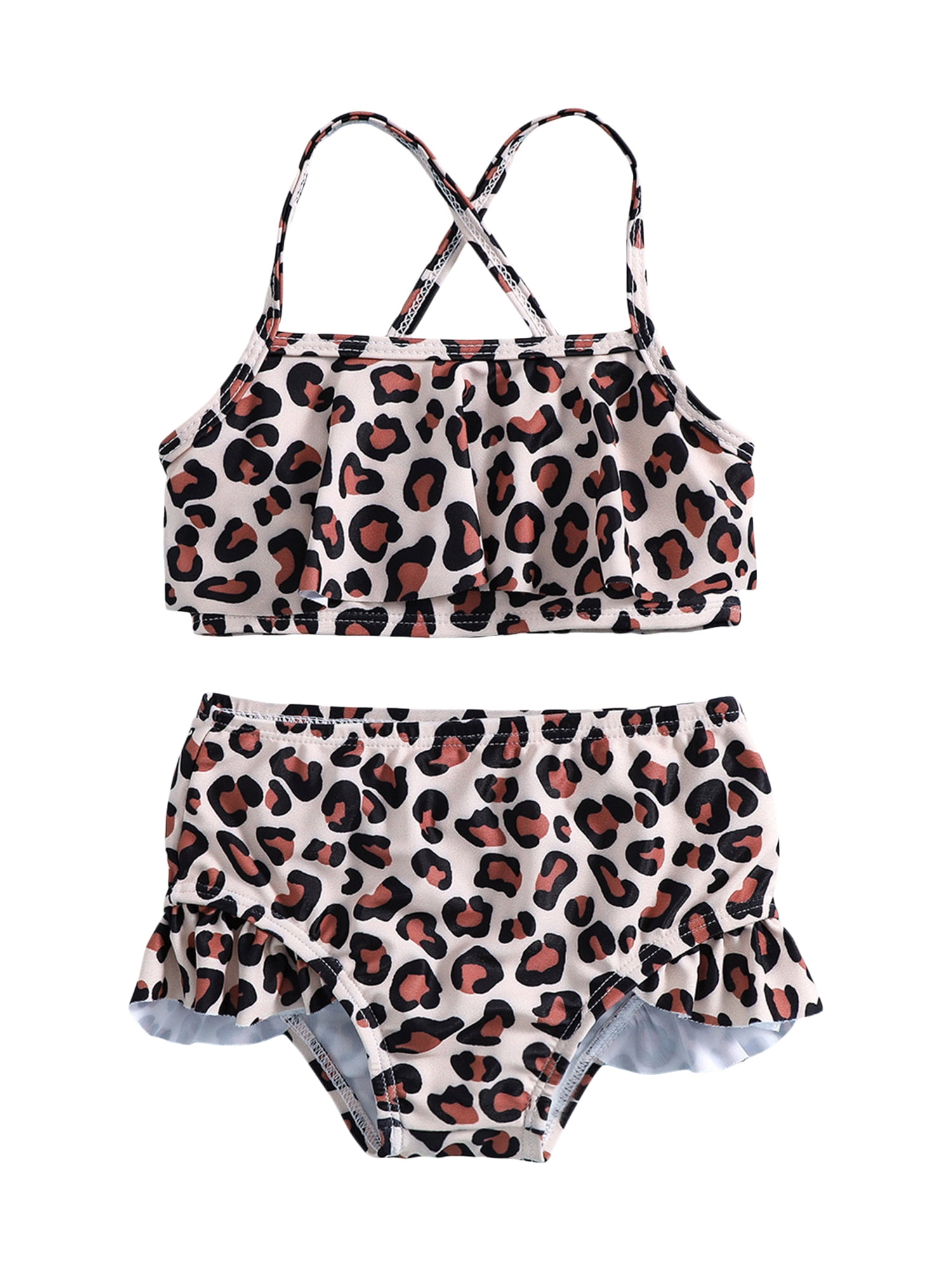 mengsel Derde Hoe dan ook Wassery Kids Little Girl's 2Pcs Swimsuits Summer Leopard Print Sleeveless  Camisole with Ruffled Beach Shorts Swimwear Bikini Bathing Suit Set 18M-6T  - Walmart.com