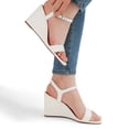 thumbnail image 5 of DREAM PAIRS Women’s Casual Dressy Wedge Sandals Cute Square Toe and Buckle Ankle Strappy Slingback Wedding Shoes SDPW224W WHITE Size 7.5, 5 of 6