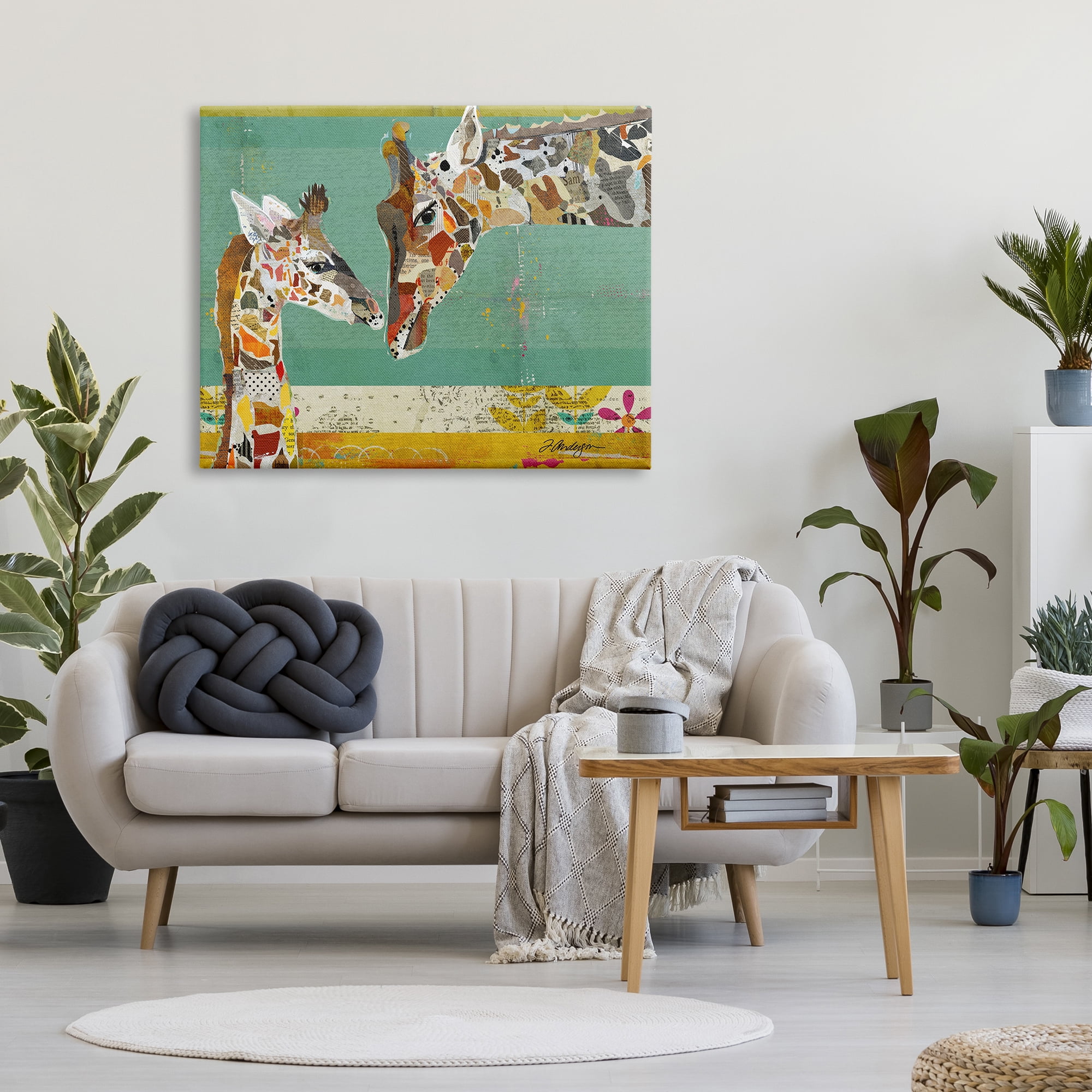 Stupell Industries Endearing Giraffe Family Layered Wildlife Animal Collage Graphic Art Gallery Wrapped Canvas Print Wall Art, Design by Traci Anderson