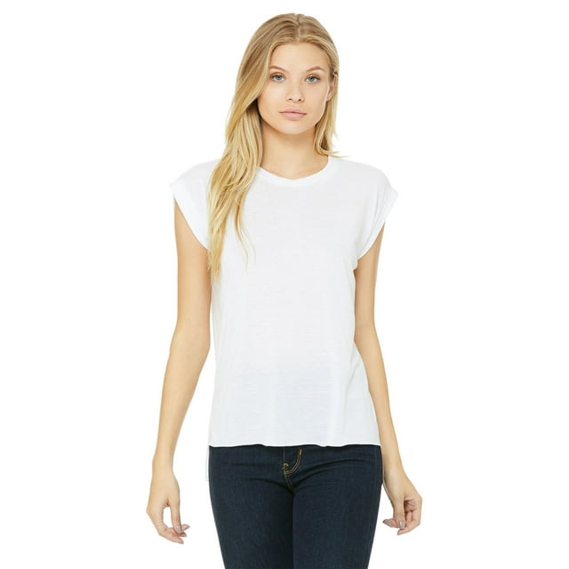 Bella + Canvas Ladies Flowy Muscle T-Shirt with Rolled Cuff