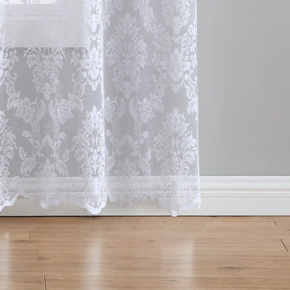 Warm Home Designs 54" W x 96" L White Lace Curtains. FI White 96