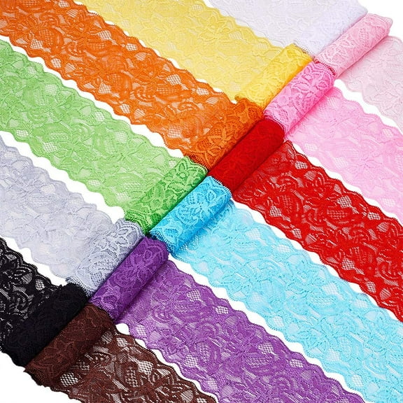30 Yards Lace Fabric Stretch Elastic 3.15 inches Wide Trim Lace for DIY Headbands Garters Wedding Bouquet Making - 30 Colors 1 Yard Per Color