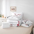 thumbnail image 6 of Manfei Red Cherry Blossoms 7-Piece Bedding Comforter Set, Grey White Marble Abstract King Bedding Sets, Vintage Artwork Reversible Bed Sheets, Lightweight Room Decor, 6 of 8