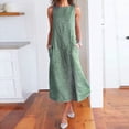 thumbnail image 2 of Sngxgn Women's Basic Bodycon Midi Dress Crewneck Sleeveless Casual Summer Tank Top Dresses(Green,XL), 2 of 4