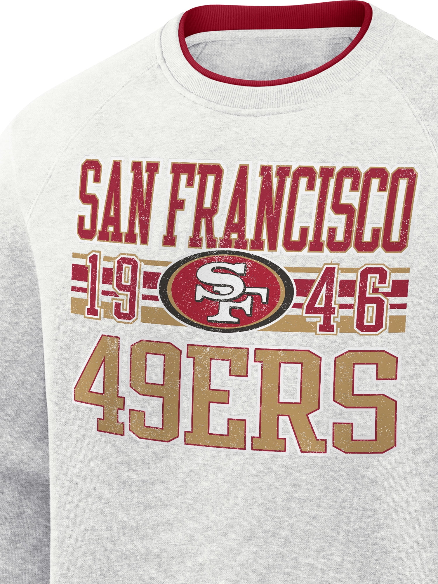 NFL San Francisco 49Ers Men's Cotton Gray Heather Long Sleeve Crew Fleece Sweatshirt