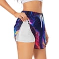 thumbnail image 1 of Balery Cosmic Cat Psychedelic Journey Pantalones cortos deportivos para mujer con forro y dos bolsillos, elásticos, para entrenamiento, gimnasio, yoga-X-Large, 1 of 7