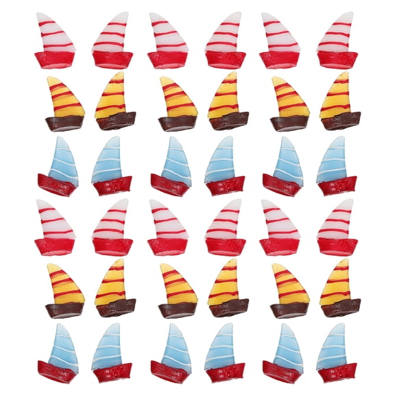 Set of 30 Realistic Mini Sailboat Decorative Models, Assorted Colors, Resin Craft for Home and Office Decor