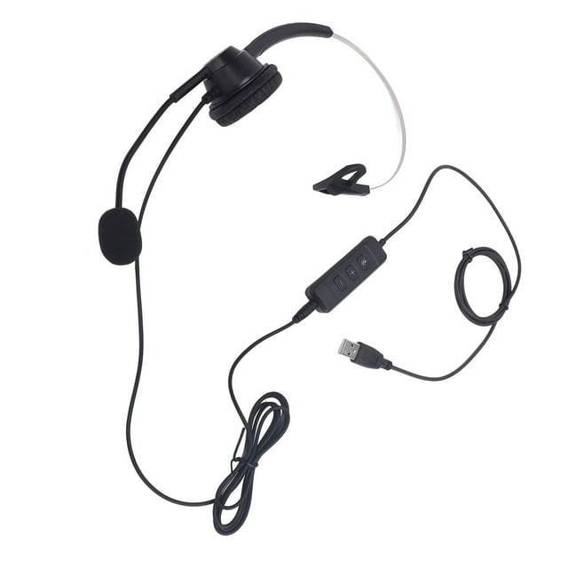 Auriculares Telefónicos, Conector USB De 3,5 Mm Micrófono Silencio Auriculares Monoaurales Negros Para Tableta