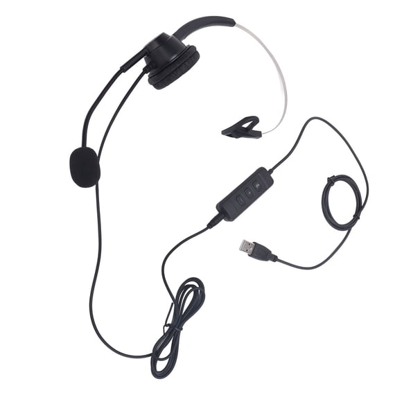 Telephone Headset, Monaural Headset Black Microphone Silence for Mobile Phone