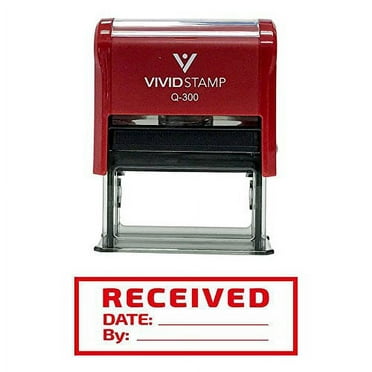 Vivid Stamp Received W/Border Self-Inking Office Rubber Stamp (Red) - Large
