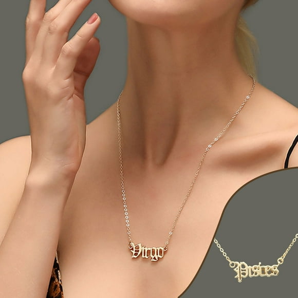 Twelve Zodiac Sign Charm Constellations Zodiac Necklace Creative Comfortable with Display Card Pendant for Lover Festival Gifts Pisces gold