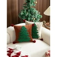 thumbnail image 3 of Fennco Styles Embroidered Christmas Tree Pom Pom Throw Pillow Cover 18" W x 18" L - Brown Festive Cushion Case for Home, Christmas, Winter Holidays Décor, and Special Occasions, 3 of 7