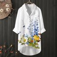 thumbnail image 2 of Blusa con bolsillo y estampado de solapa con botones de manga larga informal para mujer Pompotops FGAJ20480, 2 of 5