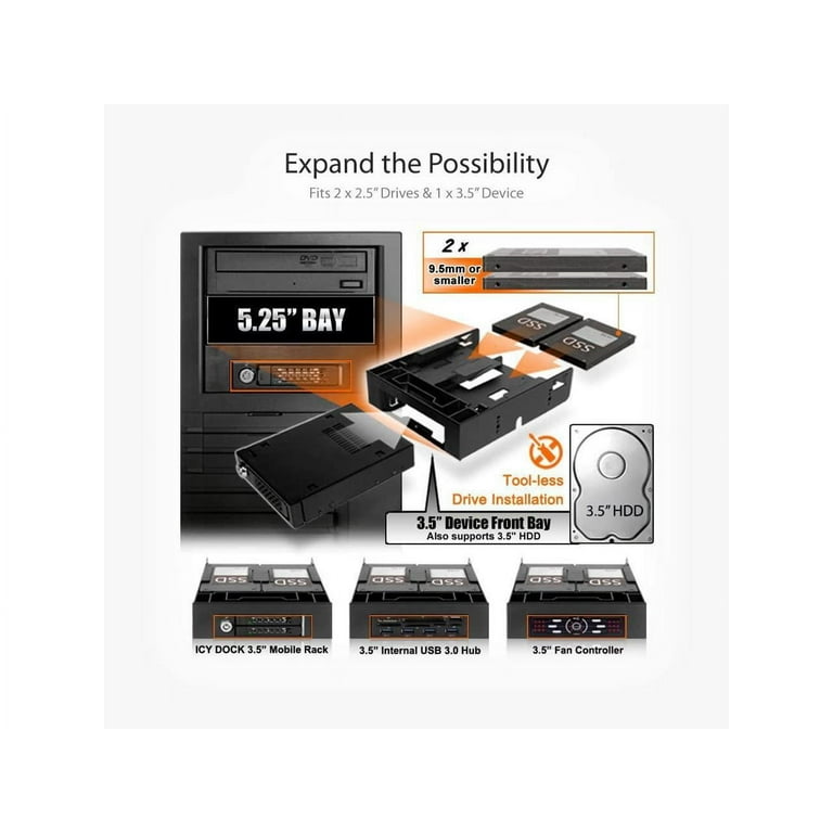 ICY DOCK Dual SSD x HDD Device Bay to Drive Bay