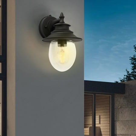 

KPUY Modern Round Waterproof Wall Mounted Lamp With Black Steel Base For Garden Porch Decorate Courtyard