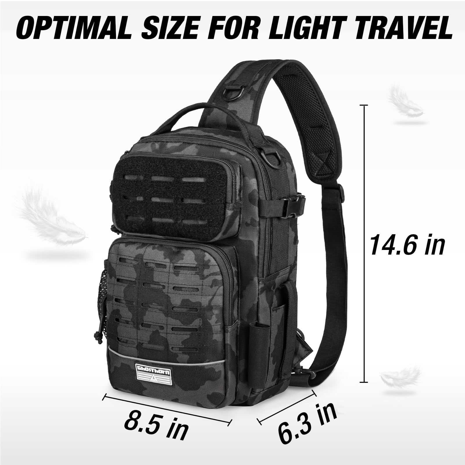 Ghosthorn Fishing Backpack Tackle Sling Bag -Lightweight Sling Tackle Storage Bag- Fishing Backpack with Rod Holder