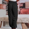 thumbnail image 4 of symoid Womens Casual Pants- Casual Solid Pants with Pocket Comfortable Tie Feet Full Length Pants Black L, 4 of 6