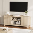 thumbnail image 7 of 59" Fluted TV Stand for TVs Up to 65 Inches, Mid Century Modern Media Console with Storage Cabinets & Open Shelves, Wood Entertainment Center for Living Room, 7 of 7