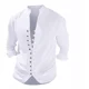 thumbnail image 1 of Camisa De Cuello Mao De Color Sólido De Lino Para Hombre, 1 of 8