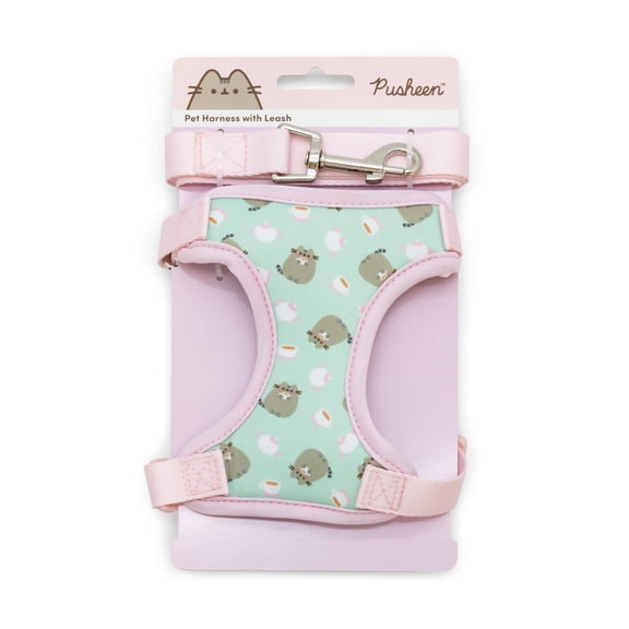Pusheen Teal and Pink Tea Cat Harness & Leash