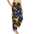 thumbnail image 2 of Uemuo Dinosaurs in Space Pattern Women's Wide Leg Palazzo Lounge Pants with Pockets Light Weight Loose Comfy Casual Pajama Pants-, 2 of 9