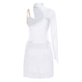 thumbnail image 4 of YiZYiF   Latin Dance Dress Women Rumba Chacha Tango Single Sleeves Performance Clothing Latin Skirt Ivory S, 4 of 6