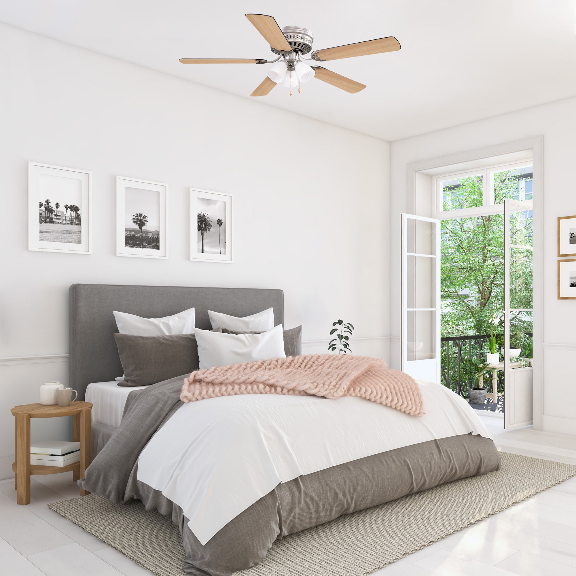 Design House Millbridge 52" Hugger Ceiling Fan with LED Light Kit, 5 Reversible Blades, Satin Nickel