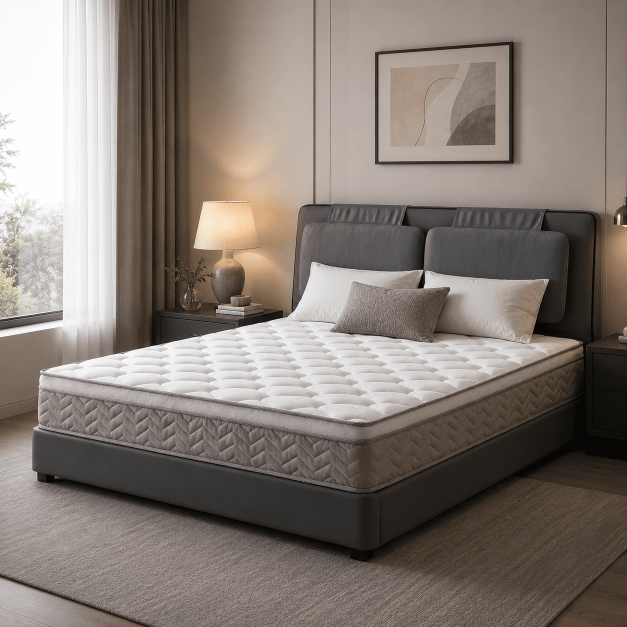 Queen Mattress, 12 Inch Hybrid Mattress in a Box, Zoned Pressure Relief, Individually Wrapped Pocket Coils Innerspring Mattress, Support & Pressure Relief, Medium Firm Feel