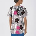 thumbnail image 5 of Garbnen Flower Print Womens Scrub Top Plus Size Stretch V Neck Short Sleeve Women Shirt Xmas Valentine's Day Holiday Prints Nurse Uniform, 5 of 6