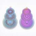thumbnail image 2 of Ion Plating(IP) 304 Stainless Steel Filigree Pendants Etched Metal Embellishments Rainbow Color 40x24.5x0.3mm Hole: 1mm DIY, 2 of 2
