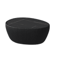 thumbnail image 6 of 32" Oval Coffee Table with Marble Top, Fluted PU Leather Center Table, Modern Minimalist Tea Table for Living Room, No Assembly, Black, 6 of 6