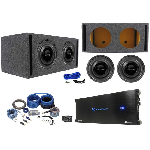 (2) Rockville Destroyer 12D1 12" Competition Car Subwoofers+Box+Mono