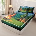 thumbnail image 2 of catabedysis Pixel Camping Zipper Full Size Comforter Sets with Fitted Sheet and 2 Pillowcases,Campfire Tent Print Zipper Bedding Set For Boys,Multicolor,Colorful Stars Reversible,4 Pieces, 2 of 7