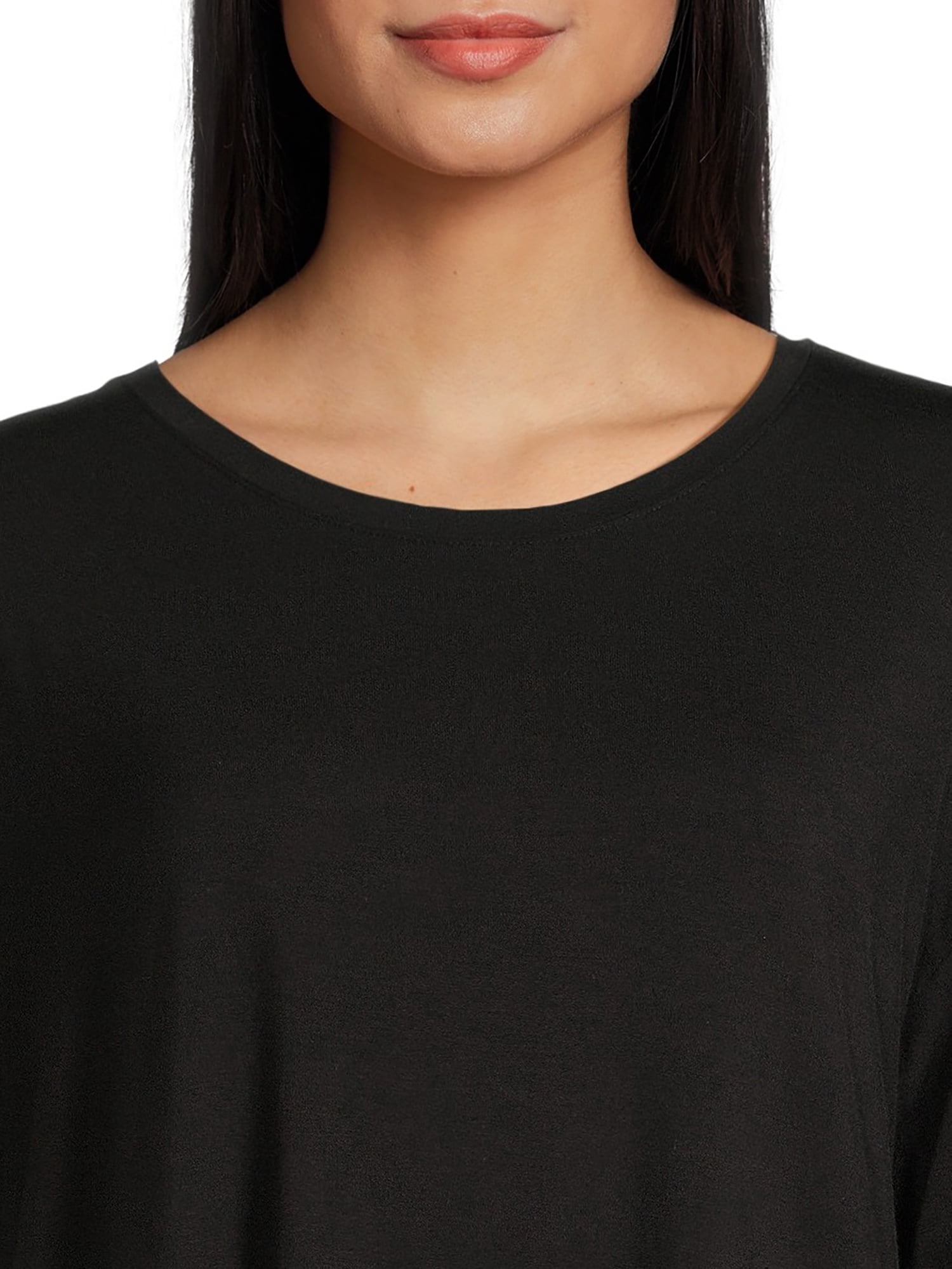 Time and Tru Women's and Women’s Plus Crewneck Tunic Tee with Short Sleeves, Sizes S-3XL