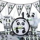 thumbnail image 2 of Suministros de fiesta de cumpleaños de panda blanco, cubiertos desechables, platos de papel, vasos de papel, toallas, mantel, globos, nuevo, 2 of 4