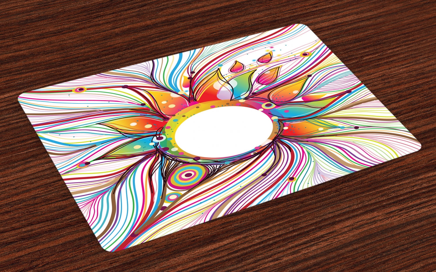 Abstract Placemats Set of 4 Absurd Vector Smoky Wavy Floral Design with