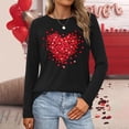 thumbnail image 2 of Long Sleeve Shirts for Women Valentines's Day Shirts Lover Heart Graphic Printed Blouses Valentine Pullover Crew Neck Tops A-Black L, 2 of 4